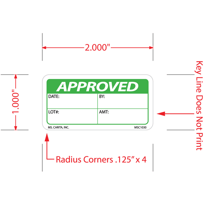 Approved Labels, 1 Inch x 2 Inch, 1000 per Roll