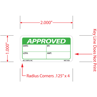 Approved Labels, 1 Inch x 2 Inch, 1000 per Roll