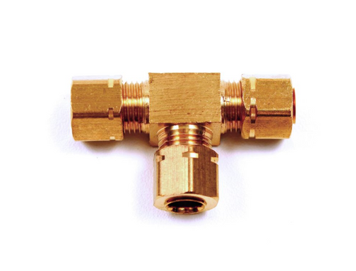 Bennett Trim Tab Brass Tee Fitting with Nut & Ferrule - Bosuns Boat