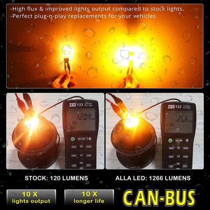 CAN Bus BAY15D 7528 1157 LED Bulbs Amber Yellow Turn Signal Light 2357 -Alla Lighting