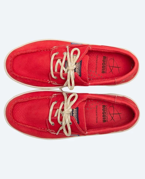 Christophe Auguin Unisex City P Boat Shoe - Rouge / Red - Bosuns Boat