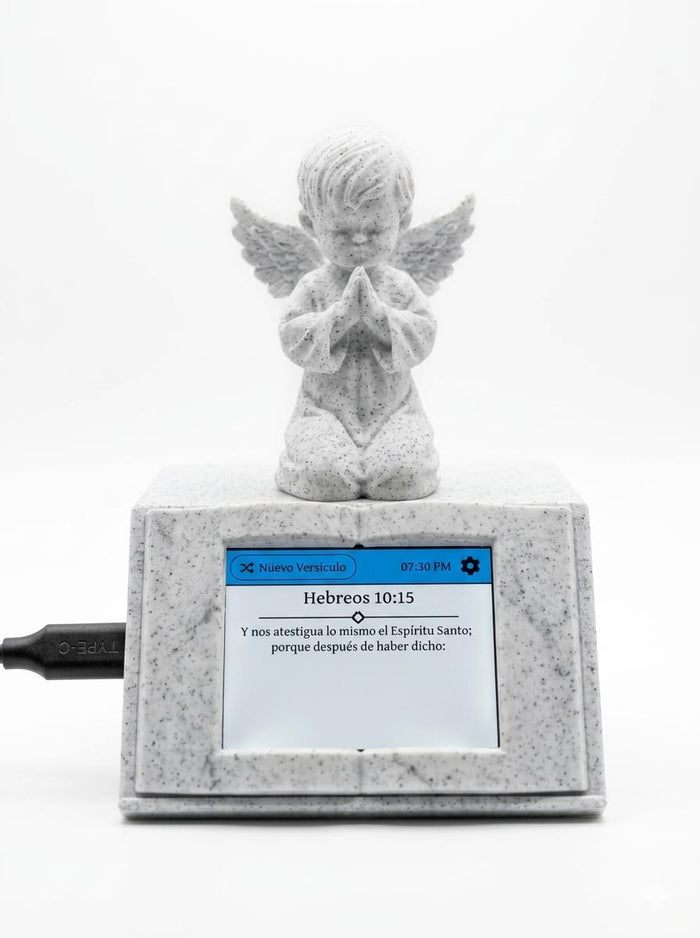 Daily Bible Verse Display with Angel Figurine – WiFi Connected Inspirational Scripture Device