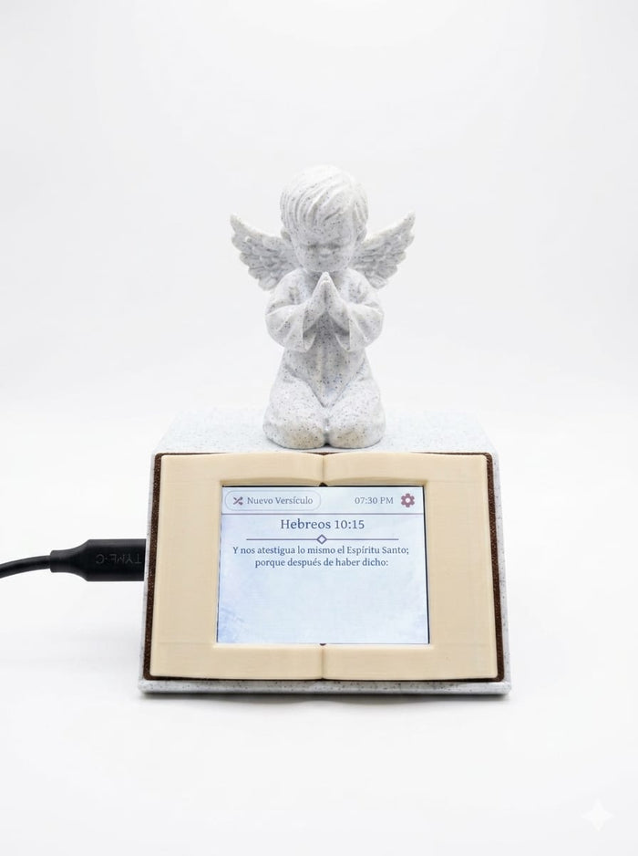 Daily Bible Verse Display with Angel Figurine – WiFi Connected Inspirational Scripture Device
