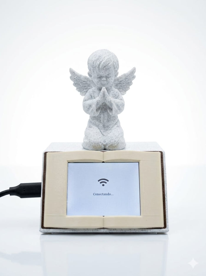 Daily Bible Verse Display with Angel Figurine – WiFi Connected Inspirational Scripture Device