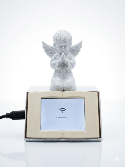 Daily Bible Verse Display with Angel Figurine – WiFi Connected Inspirational Scripture Device