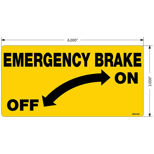 Emergency Brake Decals, Pack of 10