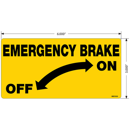 Emergency Brake Decals, Pack of 10
