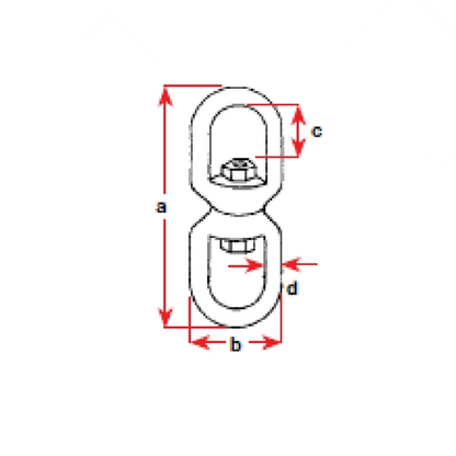 Eye and Eye Swivel - Stainless Steel (Packaged Item) - QTY: 1 - Break Load: 1200kg - 6mm