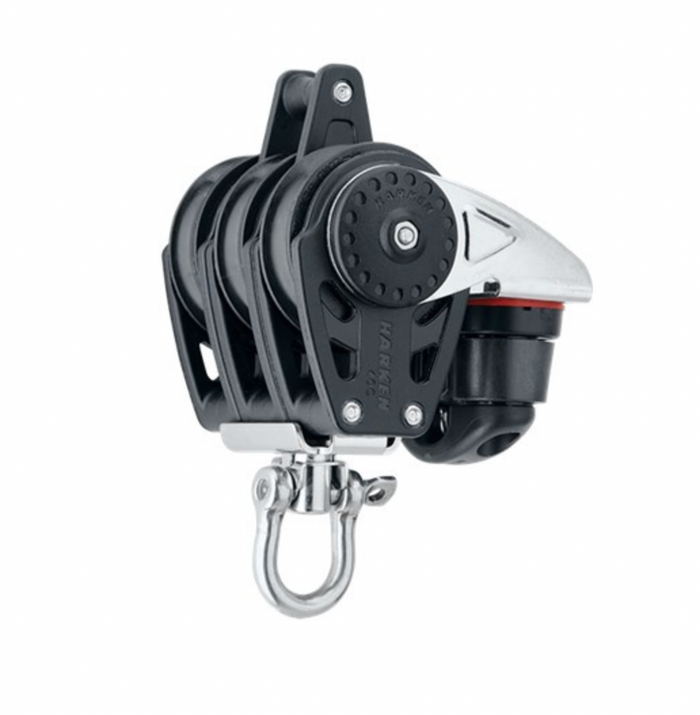 HARKEN 40mm Triple Block — Swivel, Becket, Cam Cleat