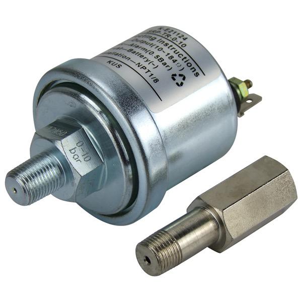 KUS 6-24V Pressure Sender - 10-184 Ohms - 0-10 Bar 0.5 Switch - 1/8"NPT