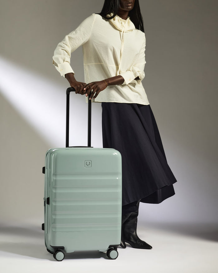 a woman with a suitcase