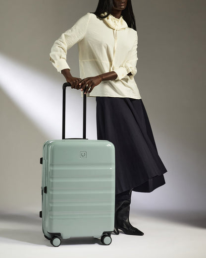 a woman with a suitcase
