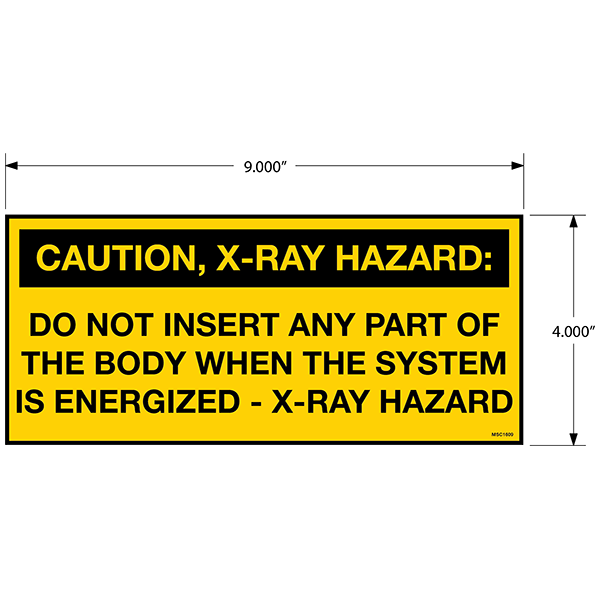 Pack of Caution X-Ray Hazard Decals - 4.0" x 9.0"