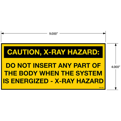 Pack of Caution X-Ray Hazard Decals - 4.0" x 9.0"