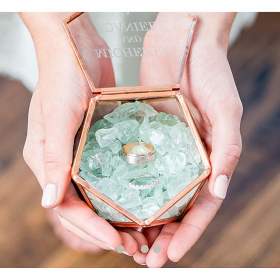 Personalized Glass Geometric Copper Wedding Ring Jewelry Box
