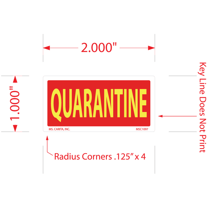 Quarantine Labels - 1 Inch x 2 Inch, 1000 per Roll