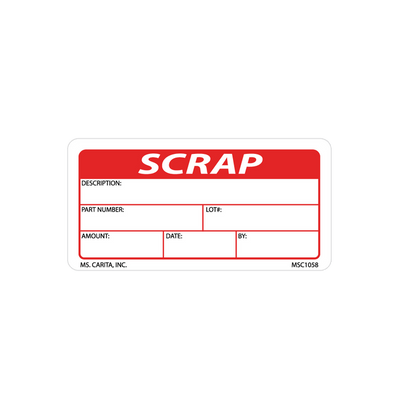 Red Scrap Labels, 1.5 Inch x 3 Inch, 500 per Roll