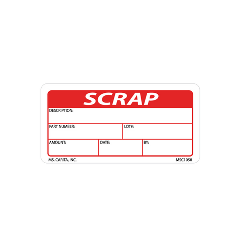 Red Scrap Labels, 1.5 Inch x 3 Inch, 500 per Roll