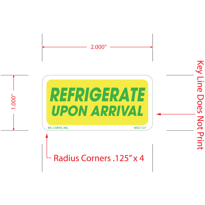 Refrigerate Upon Arrival Labels, 1 Inch x 2 Inch, 1000 per Roll