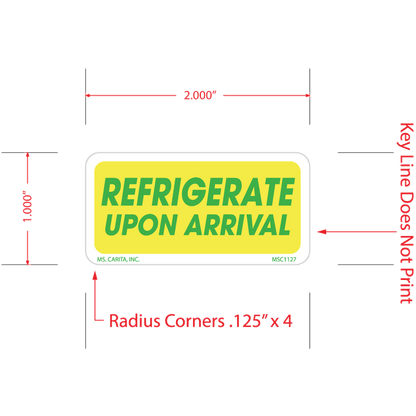 Refrigerate Upon Arrival Labels, 1 Inch x 2 Inch, 1000 per Roll