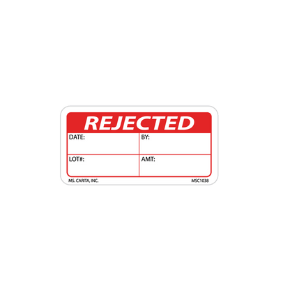 Rejected Labels, 1 Inch x 2 Inch, 1000 per Roll-MSC1038