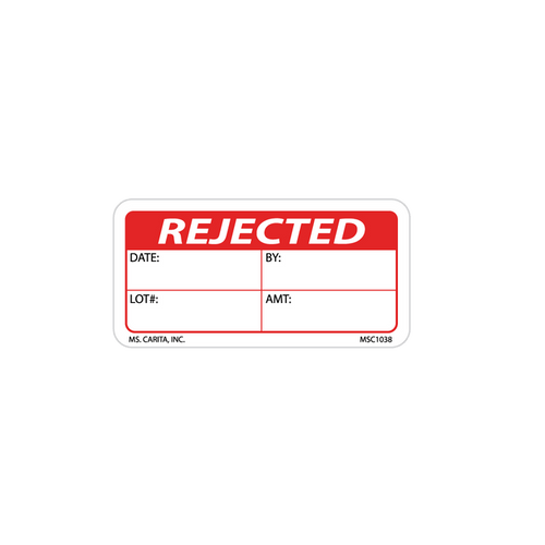 Rejected Labels, 1 Inch x 2 Inch, 1000 per Roll-MSC1038