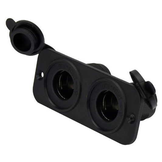 Relaxn 12/24V Flush Mount Black Cigarette/Cigarette Charger Outlet Combo - 105(L) x 60(W) x 43(H)mm