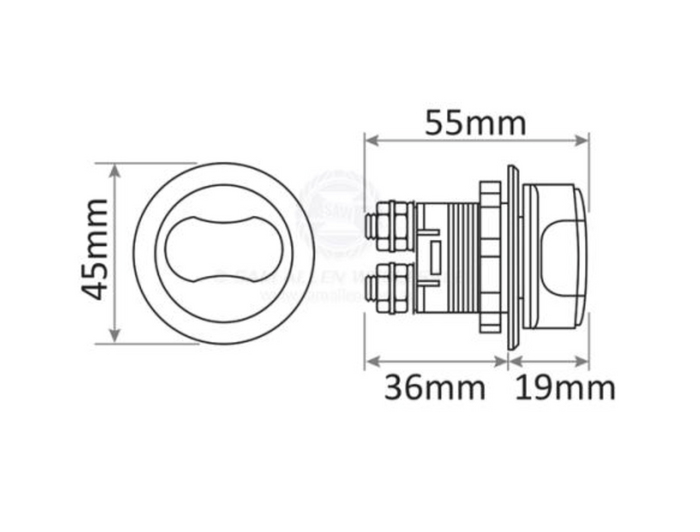 RELAXN BATTERY ISOLATOR SWITCH - 2 POSITION - MINI