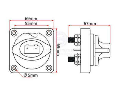 RELAXN BATTERY SWITCH - 4 POSITION - PANEL MOUNT