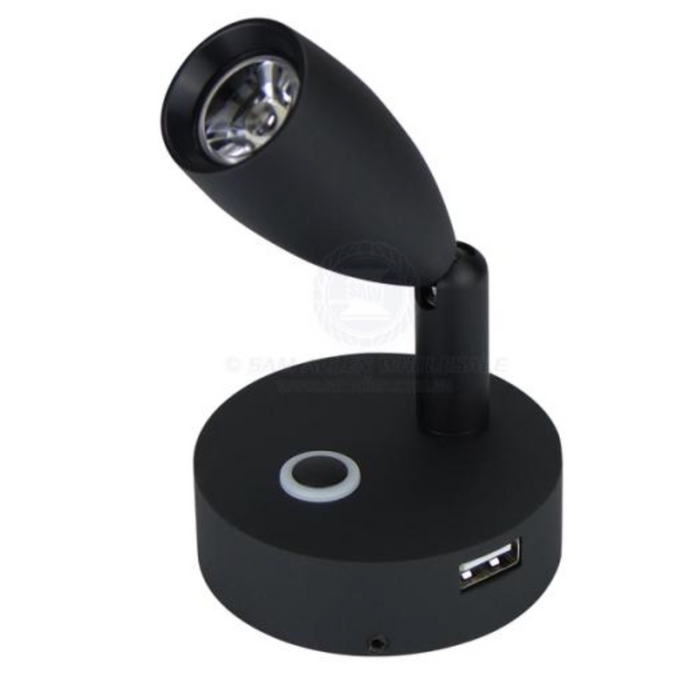 RELAXN LED - BULLET READING LIGHT - DIMMABLE - USB CHARGER (BLACK)
