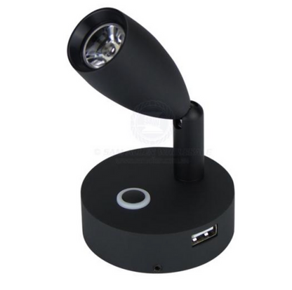 RELAXN LED - BULLET READING LIGHT - DIMMABLE - USB CHARGER (BLACK)
