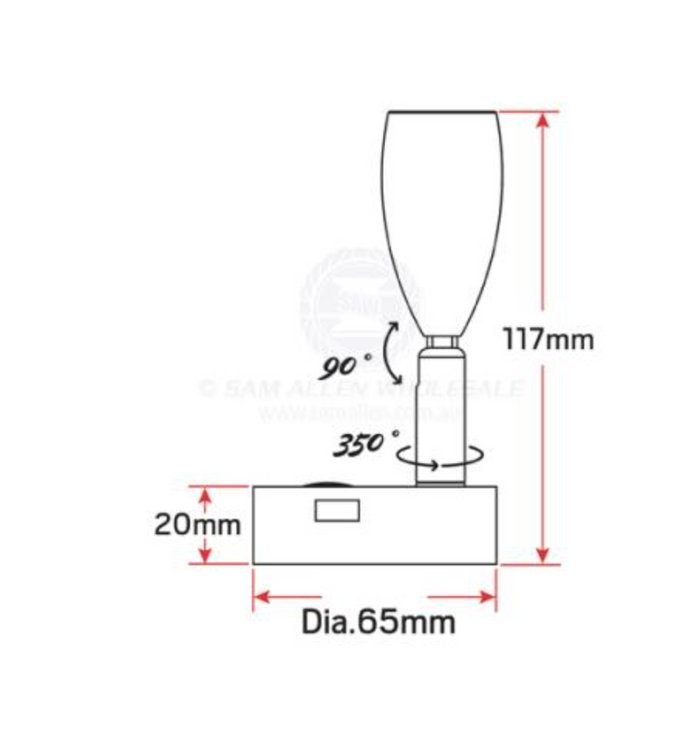 RELAXN LED - BULLET READING LIGHT - DIMMABLE - USB CHARGER (BLACK)