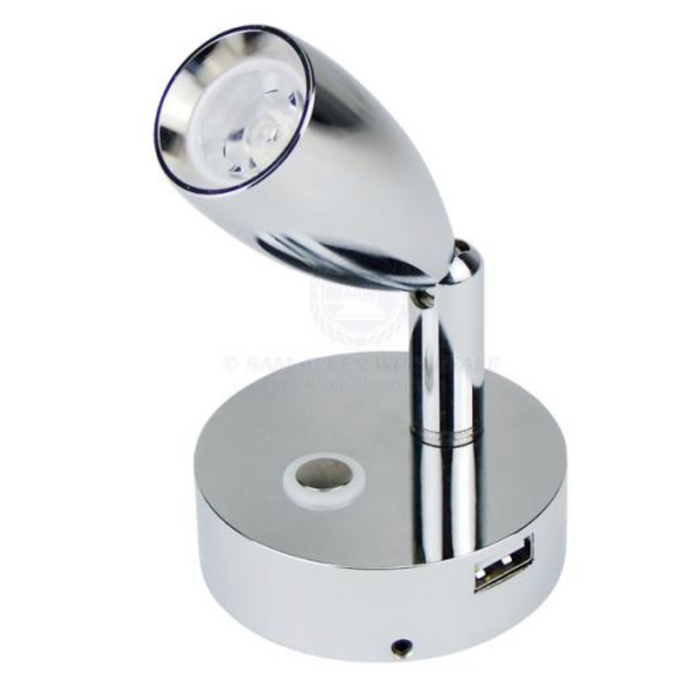 RELAXN LED - BULLET READING LIGHT - DIMMABLE - USB CHARGER (CHROME)