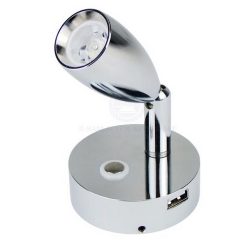 RELAXN LED - BULLET READING LIGHT - DIMMABLE - USB CHARGER (CHROME)