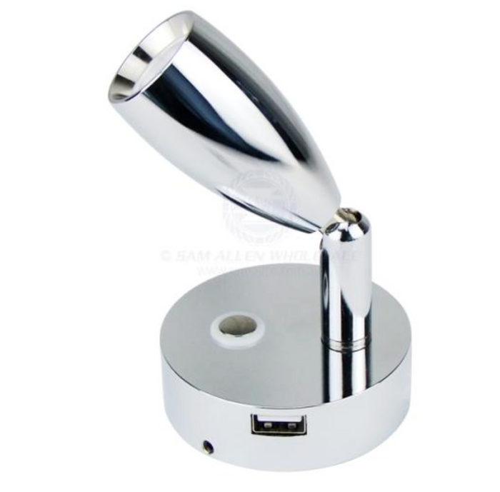 RELAXN LED - BULLET READING LIGHT - DIMMABLE - USB CHARGER (CHROME)