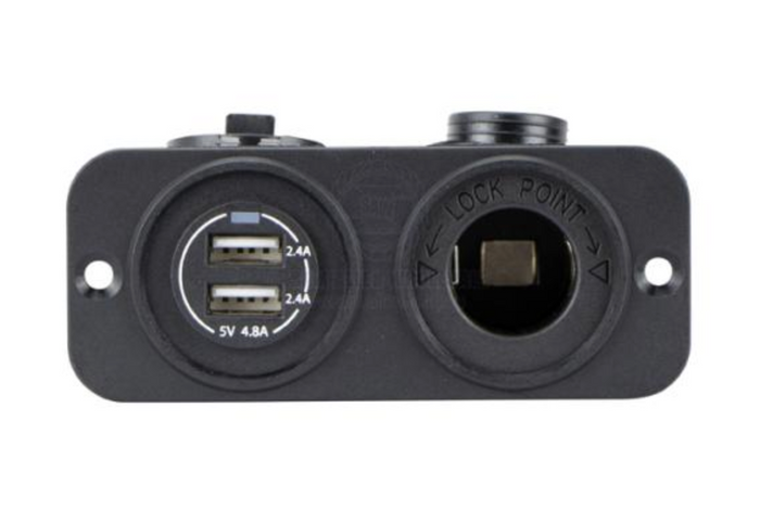 RELAXN SOCKET - DUAL PANEL - DUAL USB-A CHARGER & CIGARETTE LIGHTER