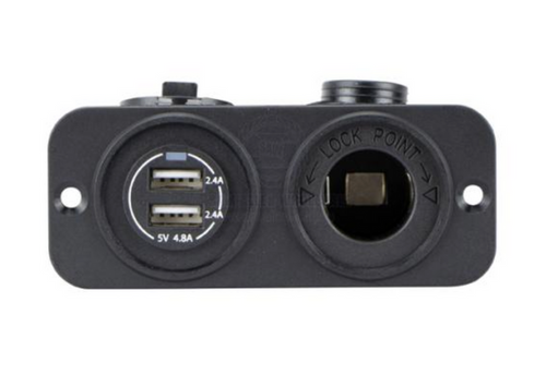 RELAXN SOCKET - DUAL PANEL - DUAL USB-A CHARGER & CIGARETTE LIGHTER