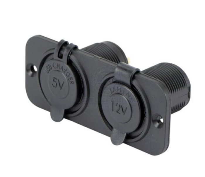 RELAXN SOCKET - DUAL PANEL - DUAL USB-A CHARGER & CIGARETTE LIGHTER