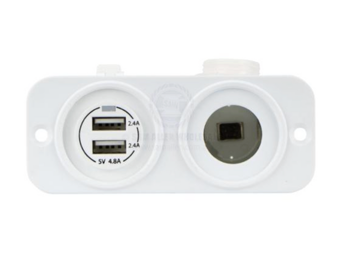 RELAXN SOCKET - DUAL PANEL - DUAL USB-A CHARGER & CIGARETTE LIGHTER