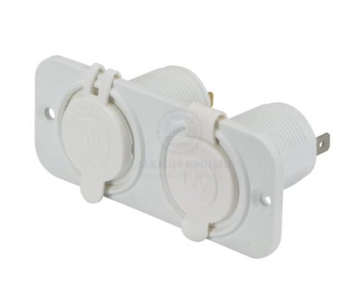 RELAXN SOCKET - DUAL PANEL - DUAL USB-A CHARGER & CIGARETTE LIGHTER