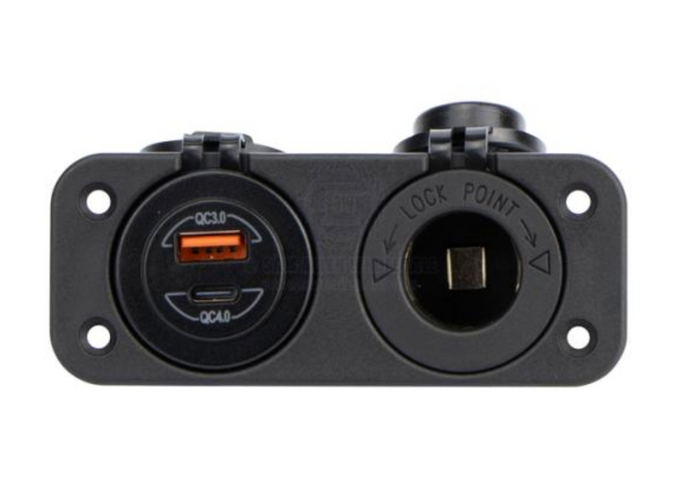 RELAXN SOCKET - DUAL PANEL - DUAL USB-A / USB-C CHARGER & CIGARETTE LIGHTER