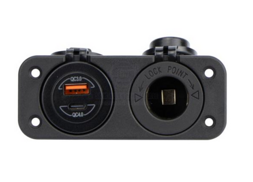RELAXN SOCKET - DUAL PANEL - DUAL USB-A / USB-C CHARGER & CIGARETTE LIGHTER