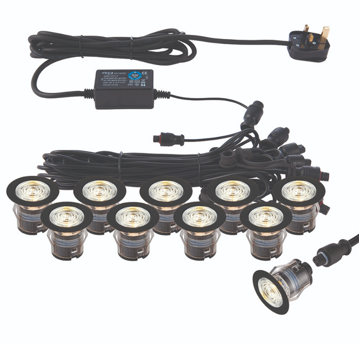 Saxby 99765 IkonPRO CCT 3000K-4000K 35mm IP67 0.75W Kit  Matt Black LED Decking kit
