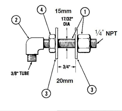 SeaStar Brass Bulkhead Fitting Kit 3/8" Tube