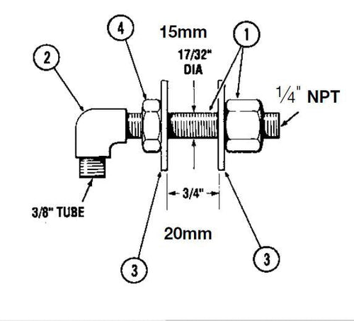 SeaStar Brass Bulkhead Fitting Kit 3/8" Tube