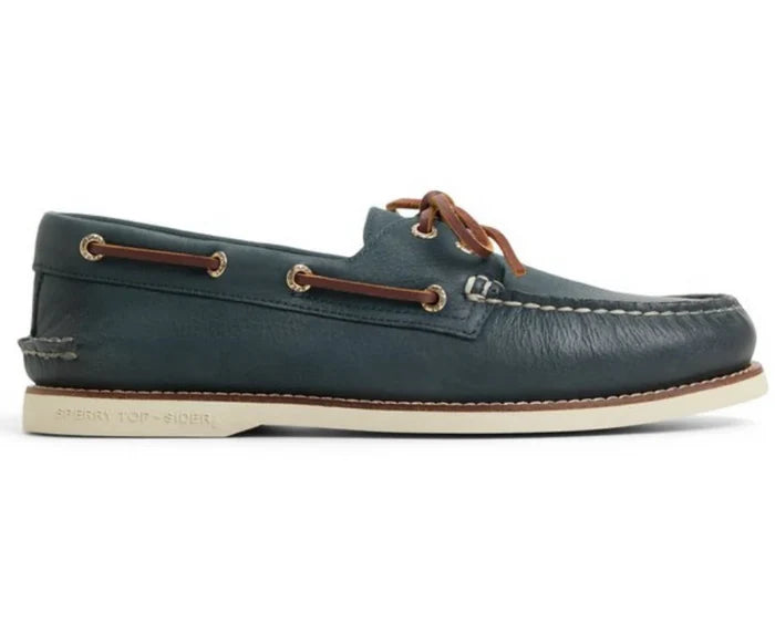 Sperry Men's Authentic Gold Cup Original 2 Eye Leather Wide Grainy Navy