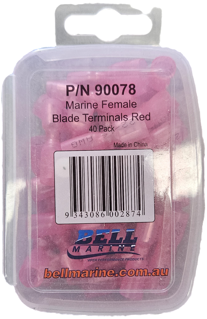 Viper Marine Glue Lined Female Blade Terminal Red - 2.5-3mm- 40 Pack