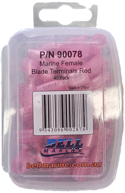 Viper Marine Glue Lined Female Blade Terminal Red - 2.5-3mm- 40 Pack
