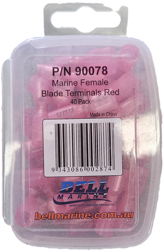 Viper Marine Glue Lined Female Blade Terminal Red - 2.5-3mm- 40 Pack