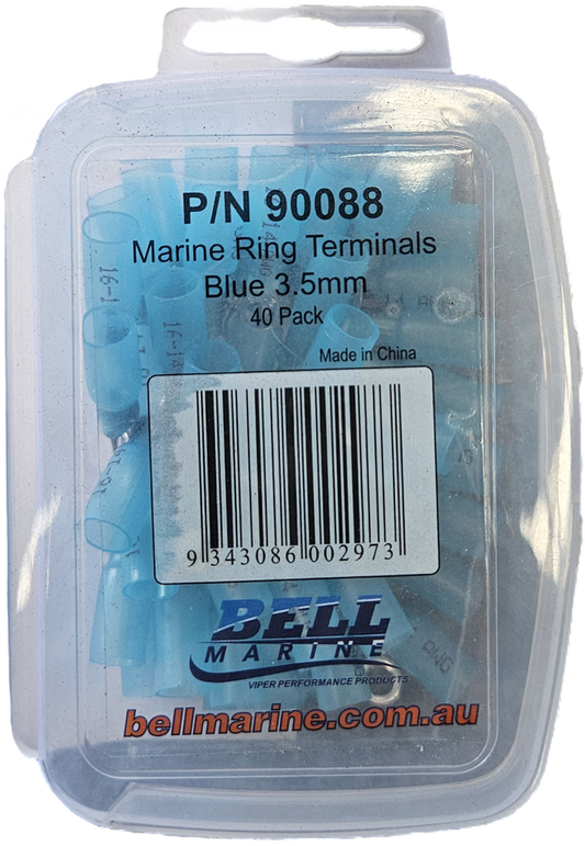 Viper Marine Glue Lined Ring Terminal Blue - 3.5mm - 40 Pack - Bosuns Boat